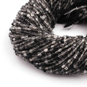 1 Strand Finest Quality Black Rutile Faceted Coin Briolettes-  Coin Beads 4mm 12.5 Inch BR0995 - Tucson Beads