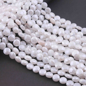 1 Strand White Silverite Faceted Briolettes - Silverite Coin Beads 9mm-10mm 15 Inches BR2517 - Tucson Beads