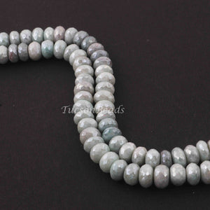 1  Strand Shaded Green Silverite Faceted Rondelles  - Gemstone Rondelles  9mm- 10mm 13 Inches BR3222 - Tucson Beads