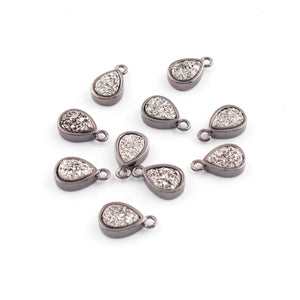 10 Pcs Mystic Druzy Pendant, Pear Shape Pendant,Oxidized 925 Silver Plated, Mystic Titanium Druzy, Bezel Pendant  11mmX8mm PC1025 - Tucson Beads