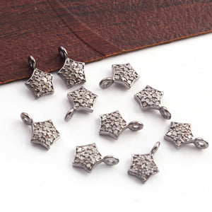 2 Pcs Pave Diamond Star Charm 925 Sterling Silver Pendant - Star Charm Pendant 11mmx8mm PDC544 - Tucson Beads