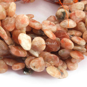 1 Strand Peach Moonstone Faceted Heart Shape Briolettes - Peach Moonstone Briolettes 9mmx10mm-13mmx9mm 8 Inches BR2778 - Tucson Beads