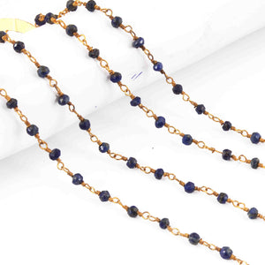 Lapis Chain Necklace - Faceted Sparkly Necklace ,Tiny Beaded 2mm, Necklace -34"Long GPC1345 - Tucson Beads