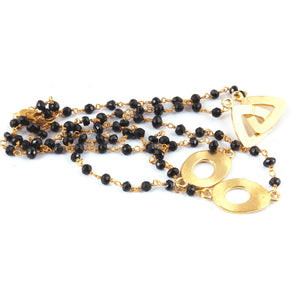 Black Onyx Chain Necklace - Faceted Sparkly Necklace ,Tiny Beaded 2mm, Necklace -26"Long GPC1340 - Tucson Beads