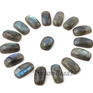 22  Pcs Labradorite Smooth Cabochon Spectrolite - Rectangle Shape Multi Fire Loose Gemstone -20mmx10mm  LGS146 - Tucson Beads