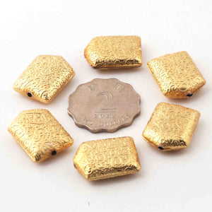 2 Strands  24k Gold Plated Copper Pentagon Shape Beads, Stamped Copper Beads, Jewelry Making Tools, 22mmx17mm, 8 Inches, gpc1156 - Tucson Beads