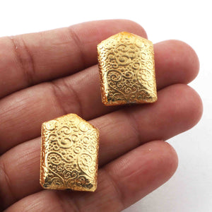 2 Strands  24k Gold Plated Copper Pentagon Shape Beads, Stamped Copper Beads, Jewelry Making Tools, 22mmx17mm, 8 Inches, gpc1156 - Tucson Beads
