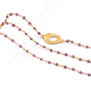 Amethyst Chain Necklace - Faceted Sparkly Necklace ,Tiny Beaded 2mm, Necklace -27"Long GPC1342 - Tucson Beads