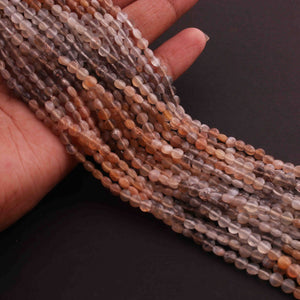 1 Strand Finest Quality Multi Moonstone Faceted Coin Briolettes-  Coin Beads 4mm 12 Inch BR0997 - Tucson Beads