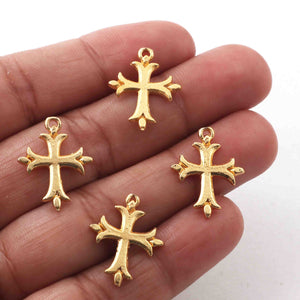 5 Pcs 24k Gold Plated Copper Cross Pendant, Copper Pendant, Cross charm Pendant, 20mmx16mm, gpc1162 - Tucson Beads