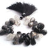 1 Long Black Rutile Smooth  Briolettes - Pear Shape Briolettes  16mmx11mm-20mmx12mm- 8 Inches BR4367