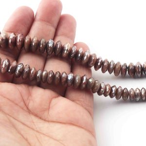 1 Strand chocolate moonstone silver coting  Faceted Rondelles - Center Drill Roundel Beads  6.5 Inches BR096 - Tucson Beads