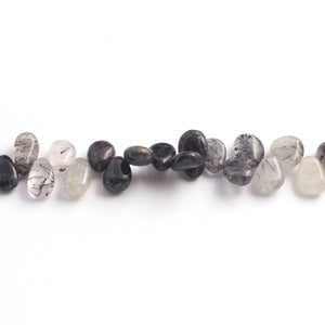 1  Long Strand  Black Rutile Smooth Briolettes - Pear Shape Briolettes -10mm-16mm- 8 Inches BR4389 - Tucson Beads