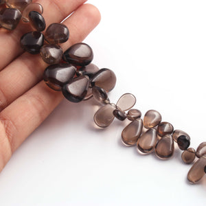 1 Long Smoky Smooth  Briolettes - Pear Shape Briolettes  13mmx7mm-18mmx14mm-10 Inches BR4378 - Tucson Beads