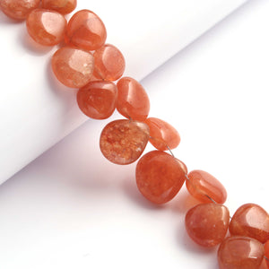 1 Long Sunstone Smooth  Briolettes - Heart Shape Briolettes - 9mm-16mm - 10 Inches BR4379 - Tucson Beads