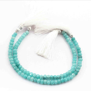 1 Strand Amazonite Faceted Rondelles - Roundel Beads 4mm 8.5 Inches BR3537 - Tucson Beads