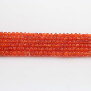 1 Strand Carnelian  Faceted Rondelles - Rounde Ball -Beads 4mm 13 Inches  BR926 - Tucson Beads