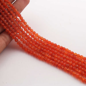 1 Strand Carnelian  Faceted Rondelles - Rounde Ball -Beads 4mm 13 Inches  BR926 - Tucson Beads