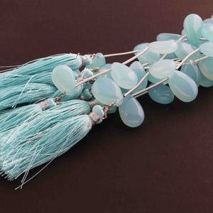 1 Strand Aqua Chalcedony Smooth Briolettes - Pear Shape  Briolettes - 17mmx12mm - 8 Inches BR01007 - Tucson Beads