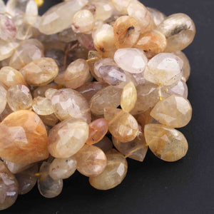 1  Strand Golden Rutile Faceted  Briolettes - Pear Drop Beads 9mmx4mm-21mmx14mm 8 Inches BR2747 - Tucson Beads