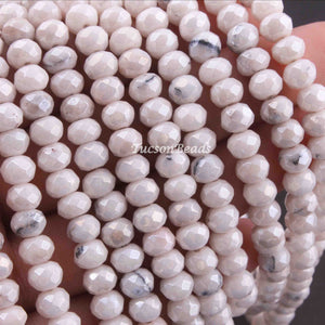 1 Strand White Silver Coated Faceted Rondelles  - Gemstone Rondelles 6mm 8 Inches BR3579 - Tucson Beads