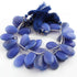 1 Long Strand Blue Chalcedony Smooth Briolettes -Pear Shape  Briolettes - 27mmx16mm - 8 Inches BR01003