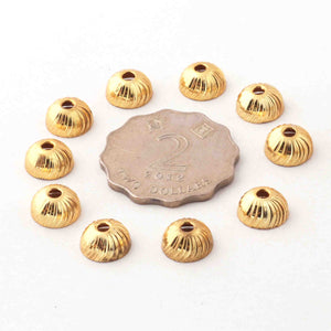 1 Strands 24k Gold Plated Copper Half Cap Beads, Designer Beads, Jewelry Making , 10mm, gpc1169 - Tucson Beads