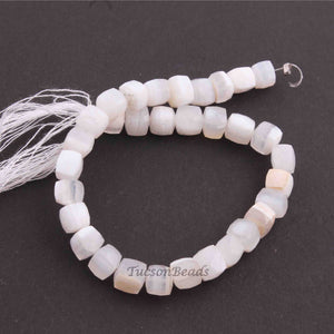 1 Strand White Agate Faceted Cube Beads Briolettes - Box Shape Beads 6mm-8mm 8 inches BR3580 - Tucson Beads