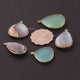 5 Pcs Mix Stone  24k Gold Plated  Faceted Assorted Shape Gemstone Bezel Single Bail Pendant - 35mmx26mm-33mmx16mm PC557 - Tucson Beads