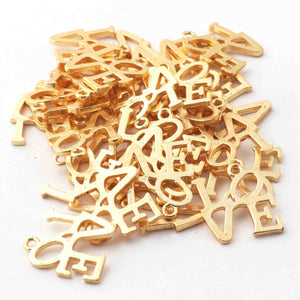 5 Pcs 24k Gold Plated Copper Love Pendant, Designer Charm, Jewelry Making Tools, 19mmx17mm, gpc1160 - Tucson Beads