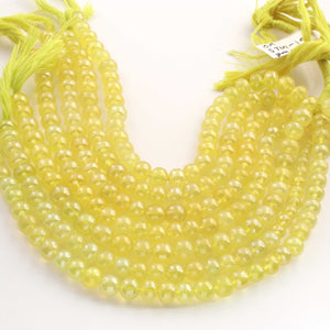 1 Long Strand Lemon Quartz Smooth Round Balls beads - Gemstone ball Beads 6-7mm 8 Inches BR952 - Tucson Beads