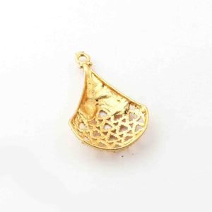 5 Pcs 24k Gold Plated Copper Charm,  Copper Casting Fancy Shape Designer Charm Pendant, Jewelry Making Tools, 37mmx23mm, gpc1182 - Tucson Beads