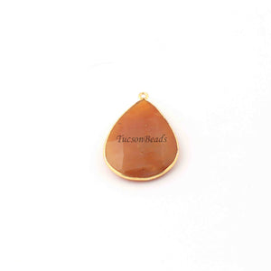 2 Pcs Mix Stone  24k Gold Plated  Faceted Pear Drop Gemstone Bezel Single Bail Pendant - 36mmx24mm PC553 - Tucson Beads
