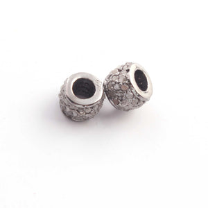 1 Pc Three Step Pave Diamond 925 Sterling Silver Rondelles Beads - 6mm PDC883 - Tucson Beads