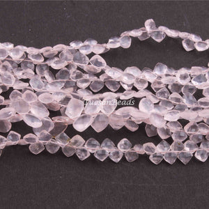 1 Strand Rose Quartz Faceted Briolettes - Kite Shape Briolettes 5mm-6mm 9 Inches BR3323 - Tucson Beads