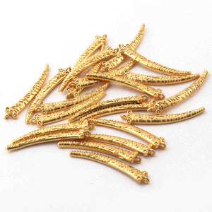 5 Pcs 24k Gold Plated Copper Horn Pendant, Designer Charm, Jewelry Making Tools, 42mmx7mm, gpc1163 - Tucson Beads