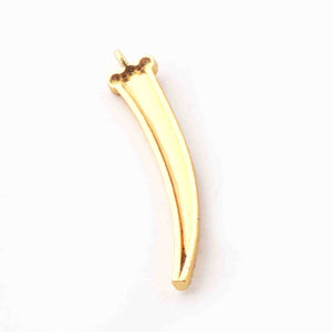 5 Pcs 24k Gold Plated Copper Horn Pendant, Designer Charm, Jewelry Making Tools, 42mmx7mm, gpc1163 - Tucson Beads