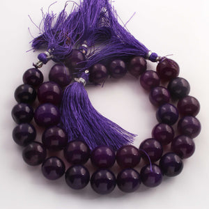 1 Strand Purple Chalcedony Smooth ball Rondelles - ball Beads 11mm-16mm 8 Inches BR978 - Tucson Beads