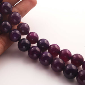 1 Strand Purple Chalcedony Smooth ball Rondelles - ball Beads 11mm-16mm 8 Inches BR978 - Tucson Beads