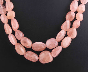 745 Carats 2 Strands Of Precious Genuine Morganite Necklace - Smooth oval  Beads -  Rare & Natural Necklace - Stunning Elegant Necklace BRU198 - Tucson Beads