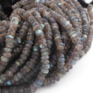 1  Long Strand Labradorite Faceted Roundells -Round Shape Roundells  4mm-5mm-10 Inches BR0808 - Tucson Beads
