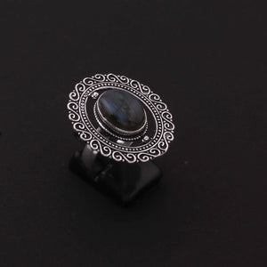 1 Pc Designer Round  925 Sterling Silver Plated With High Quality  Labradorite Ring -Gemstone Ring- OS054 - Tucson Beads