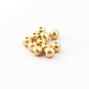 1 Strands 24k Gold Plated Copper Beads, Brush Balls Beads, Scratched Ball Beads, Jewelry Making Tools, 6mm, 8 Inches, gpc1168 - Tucson Beads