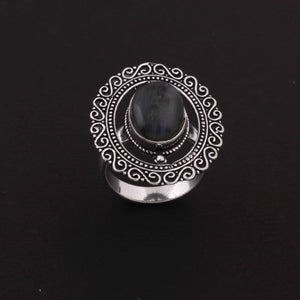 1 Pc Designer Round  925 Sterling Silver Plated With High Quality  Labradorite Ring -Gemstone Ring- OS054 - Tucson Beads