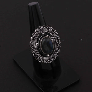 1 Pc Designer Oval 925 Sterling Silver Plated With High Quality Labradorite  Ring -Gemstone Ring- OS049 - Tucson Beads