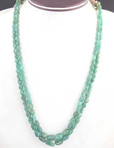 220ct. 2 Strands Dyed Emerald Smooth Oval Shape Necklace , Dyed Emerald Smooth Oval Beads, Emerald Necklace - BRU2344 - Tucson Beads