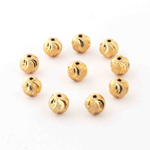 2 Strands 24k Gold Plated Copper Round Balls, Designer Beads, Diamond Cut Balls -Jewelry Making 10mm, 8 Inches, GPC1159 - Tucson Beads