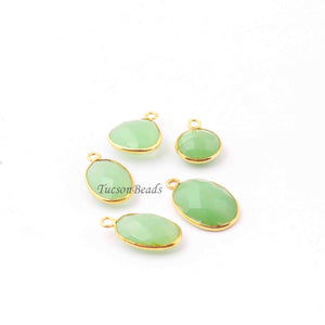 5 Pcs Green Chalcedony 24k Gold Plated Faceted Assorted Shape Pendant  - 20mmx13mm PC831 - Tucson Beads