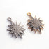 1 Pc Pave Diamond Sun Star Charm 925 Sterling Silver & Vermeil Pendant - 23mmx16mm Pdc1209