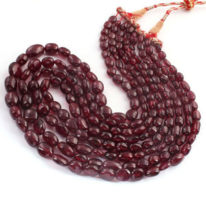 4 Strands Of Genuine Ruby Necklace - Smooth Oval Beads - Rare & Natural Ruby Necklace - Stunning Elegant Necklace - SPB0006 - Tucson Beads